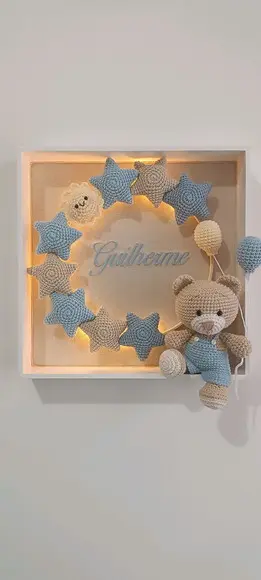 Porta Maternidade Urso Estrela/balões Bordado