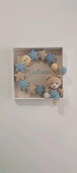 Porta Maternidade Urso Estrela/balões Bordado