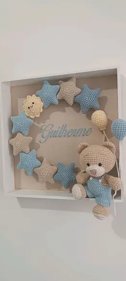 Porta Maternidade Urso Estrela/balões Bordado