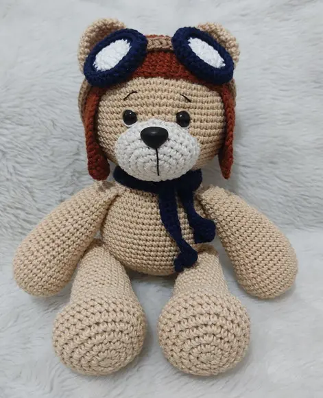 Urso Aviador Amigurumi