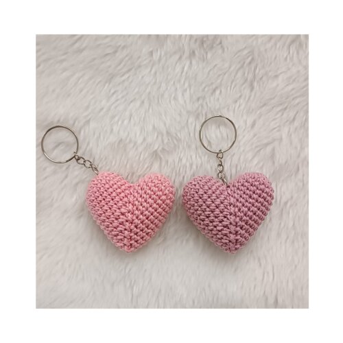 Chaveiro de Coração Amigurumi - Tag Acrílico