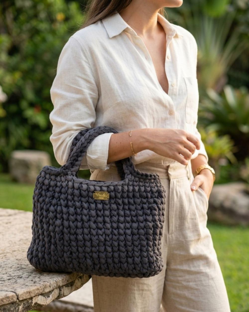 Bolsa Lia Crochê Fio De Malha Premium Casual personalizada