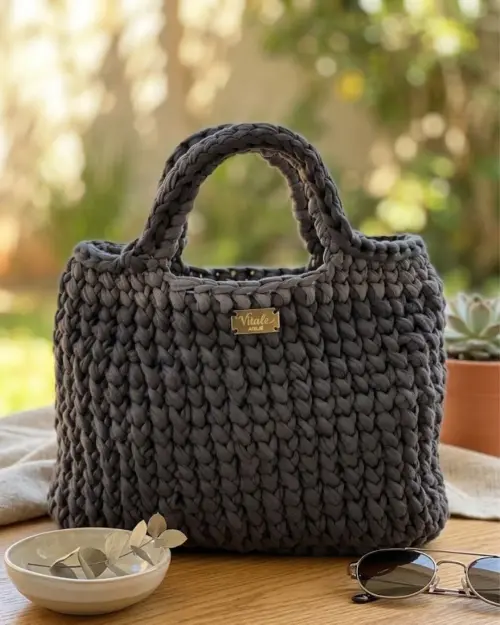 Bolsa Lia Crochê Fio De Malha Premium Casual personalizada