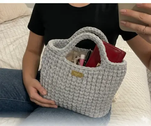 Bolsa Lia Crochê Fio De Malha Premium Casual personalizada