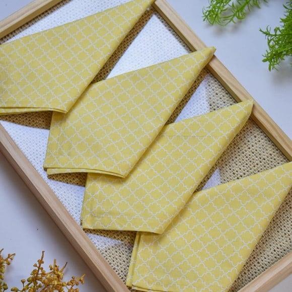 Guardanapo de Algodão Amarelo Estampado 4 Unidades