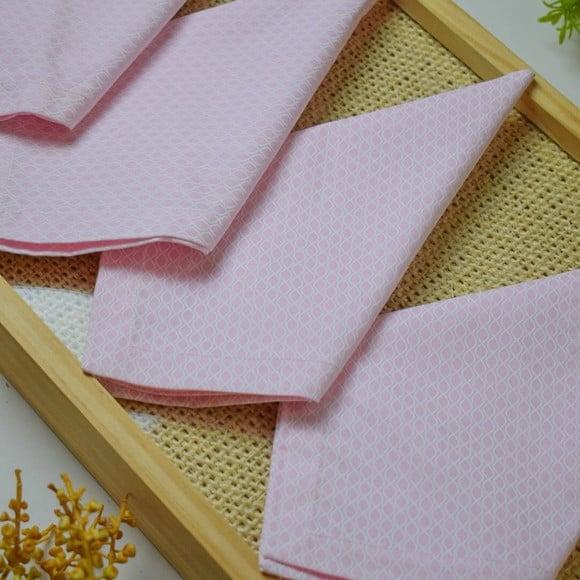 Guardanapo de Algodão Rosa e Branco/ 4 Unidades
