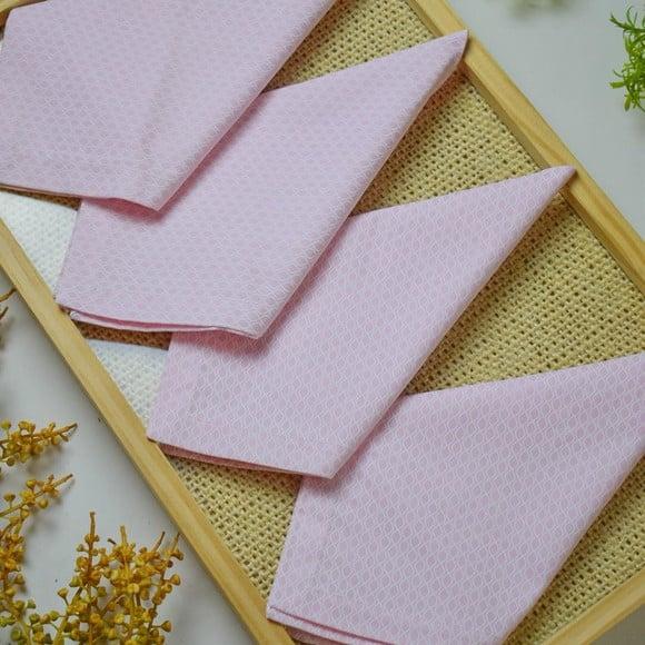 Guardanapo de Algodão Rosa e Branco/ 4 Unidades