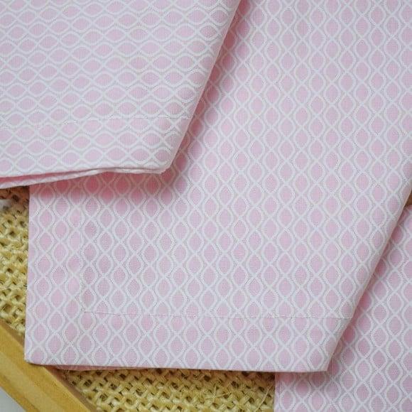 Guardanapo de Algodão Rosa e Branco/ 6 Unidades