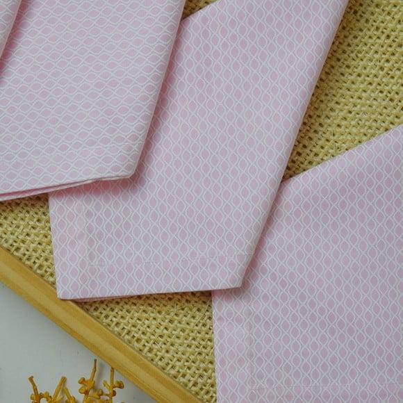Guardanapo de Algodão Rosa e Branco/ 4 Unidades