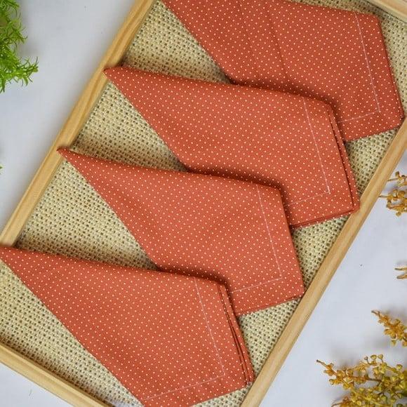Guardanapo de Algodão Terracota com Poá 6 Unidades