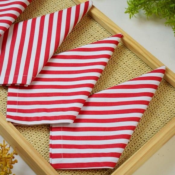 Guardanapo Listrado Vermelho e Branco 12 Unidades