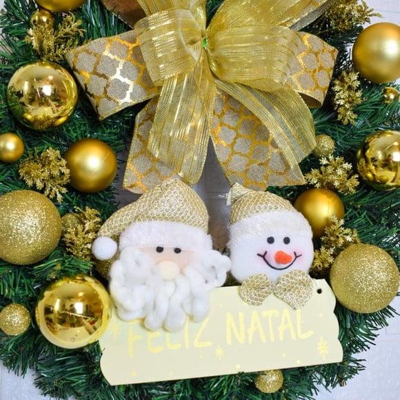 Guirlanda de Natal com Papai Noel e Boneco de Neve /led