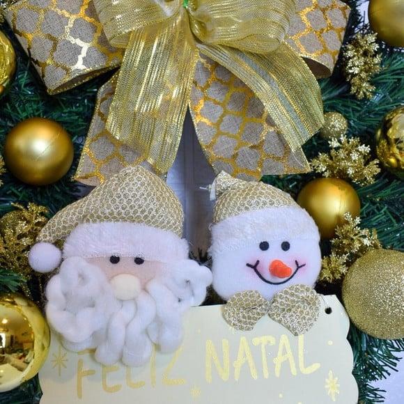 Guirlanda de Natal com Papai Noel e Boneco de Neve /led