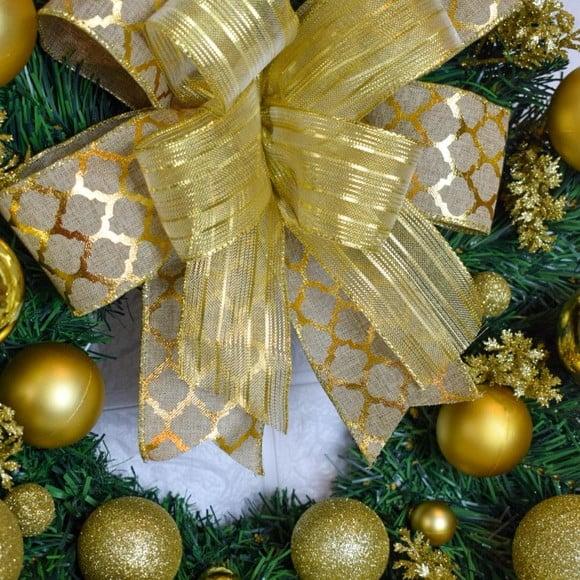 Guirlanda de Natal Dourada com Pisca de Led
