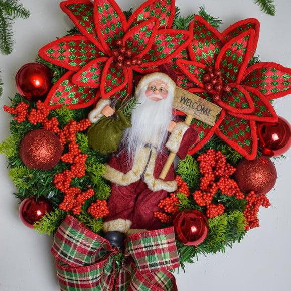 Guirlanda de Natal Papai Noel com Pisca de Led