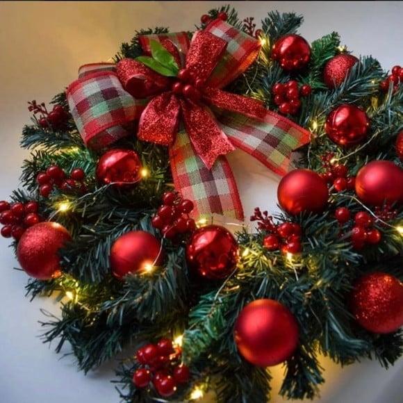 Guirlanda de Natal Vermelha com Led