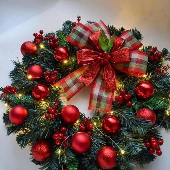 Guirlanda de Natal Vermelha com Led