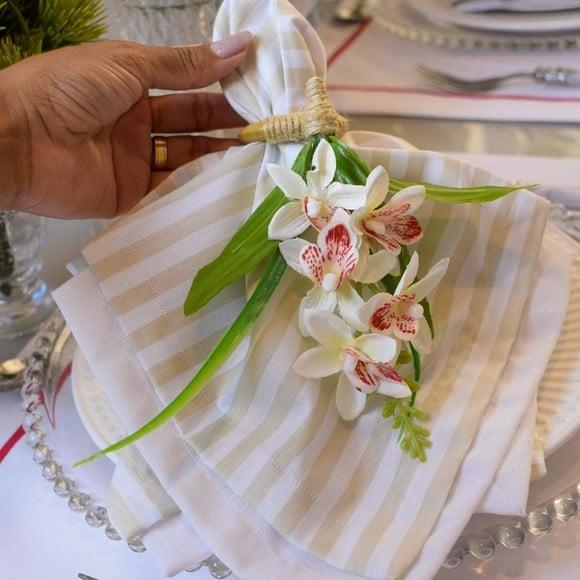 Kit Mesa Posta Branco e Bege 8 Lugares