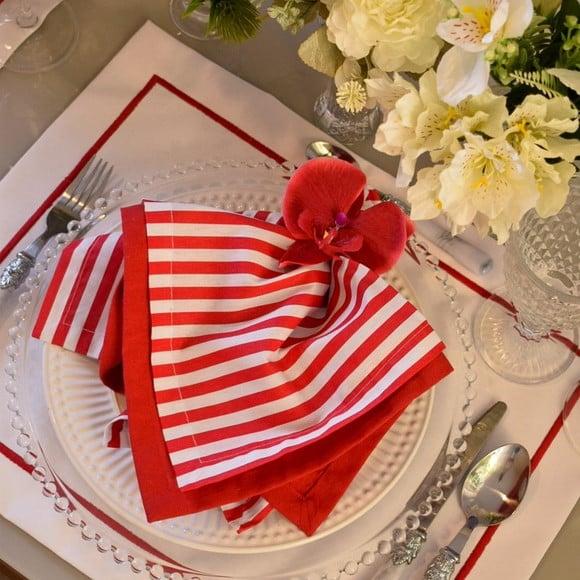 Kit Mesa Posta Branco e Vermelho 4 Lugares