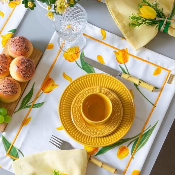 Kit Mesa Posta Dia das Mães Tulipas Amarelas 4 Lugares