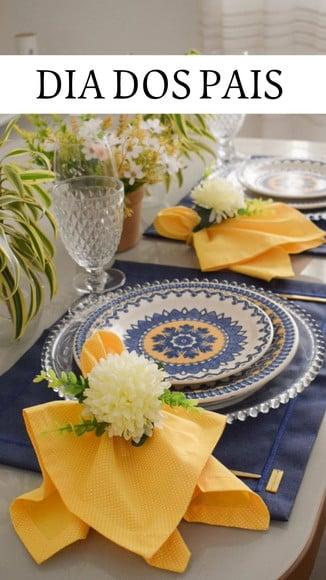 Mesa Posta Azul Marinho Impermeável 6 Lugares