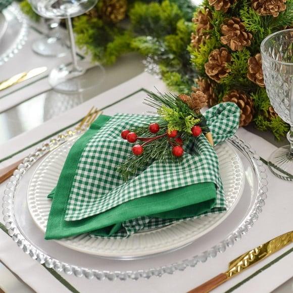Mesa Posta de Natal Verde e Branco 6 Lugares