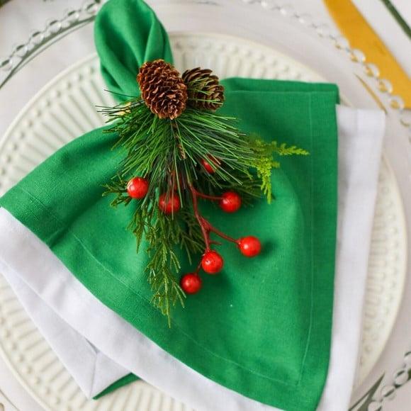 Mesa Posta de Natal Verde e Branco 6 Lugares