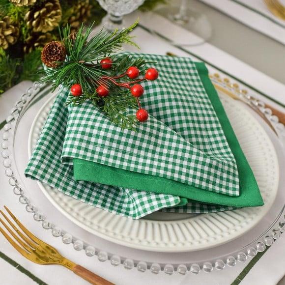 Mesa Posta de Natal Verde e Branco 8 Lugares