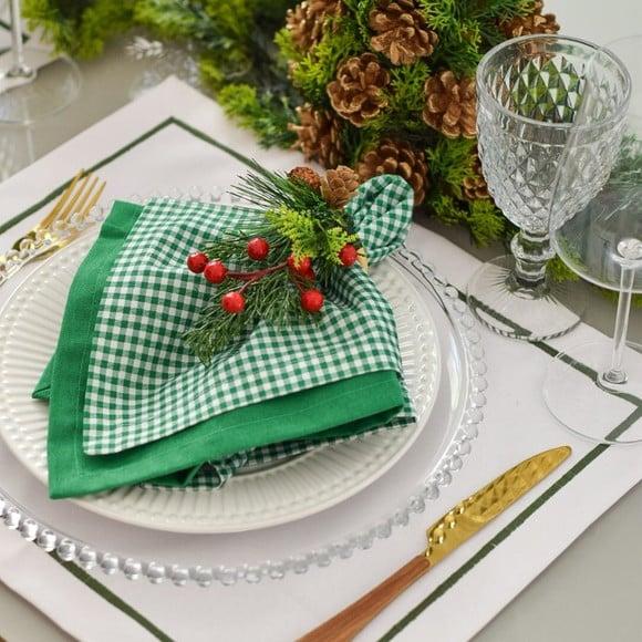 Mesa Posta de Natal Verde e Branco 8 Lugares