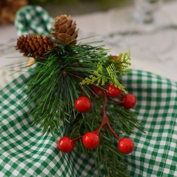 Mesa Posta de Natal Verde e Branco 8 Lugares