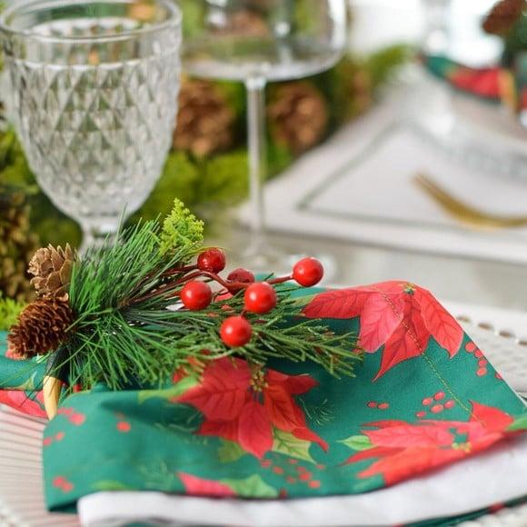 Mesa Posta de Natal Verde e Branco 8 Lugares