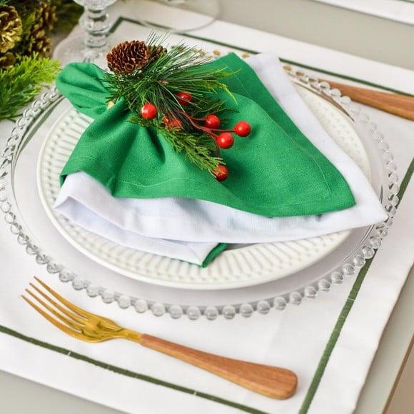 Mesa Posta de Natal Verde e Branco 8 Lugares