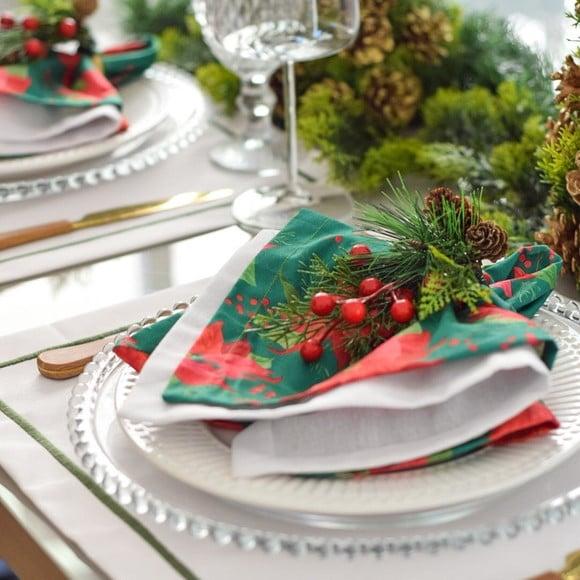 Mesa Posta de Natal Verde e Branco 8 Lugares