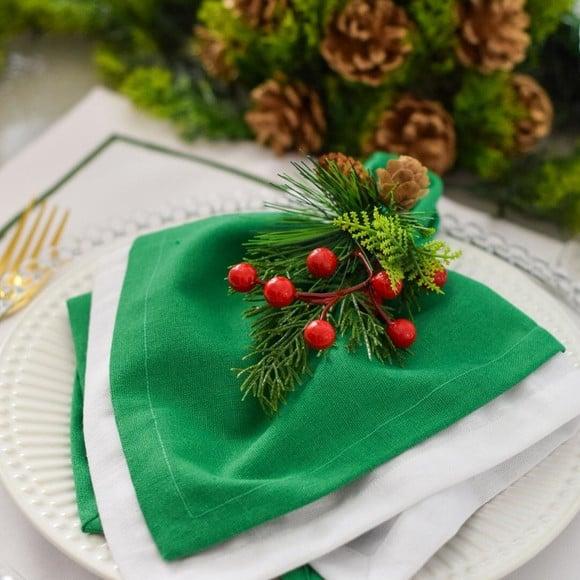 Mesa Posta de Natal Verde e Branco 8 Lugares