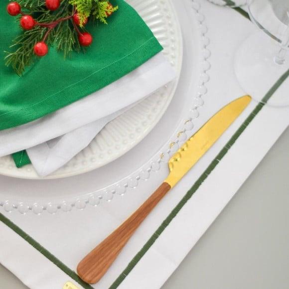 Mesa Posta de Natal Verde e Branco 8 Lugares