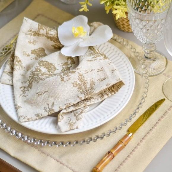 Mesa Posta Toile Du Jouy 4 Lugares