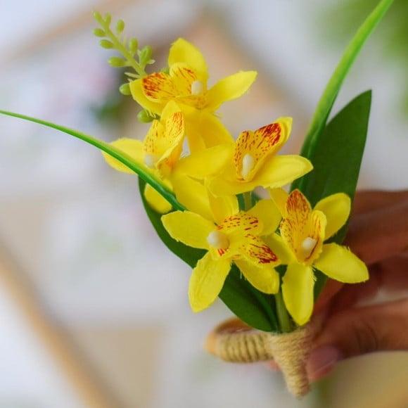 Porta Guardanapo de Orquídea Amarela 6 Unidades