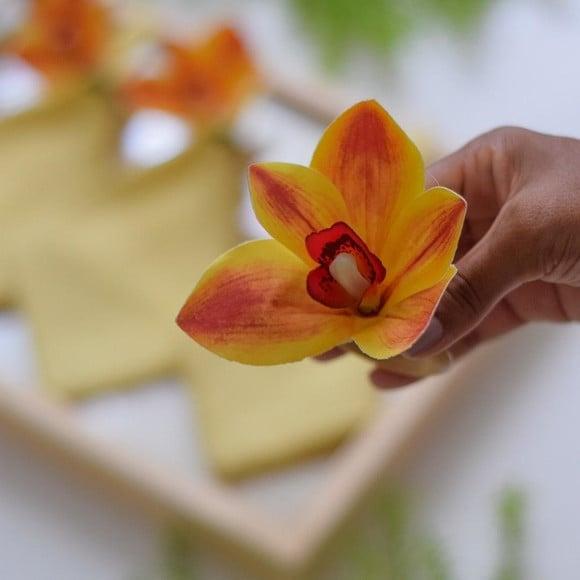 Porta Guardanapo Orquídea Cimbídio Mescla 4 Lugares