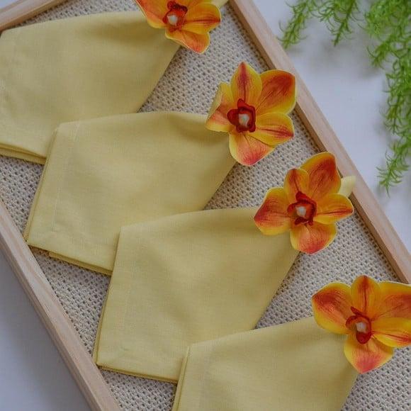 Porta Guardanapo Orquídea Cimbídio Mescla 4 Lugares