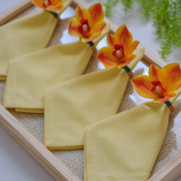 Porta Guardanapo Orquídea Cimbídio Mescla 6 Lugares