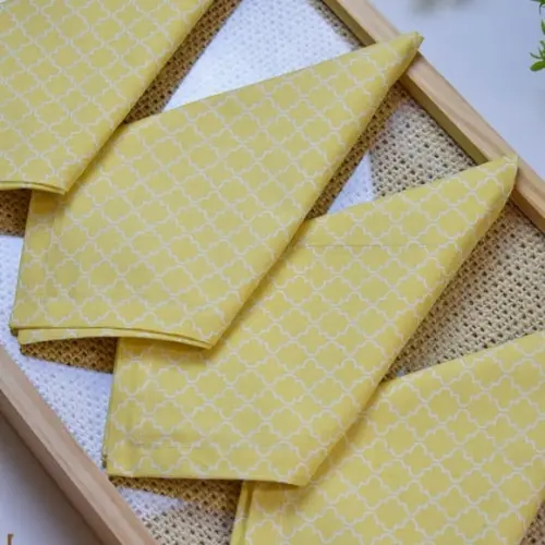 Guardanapo de Algodão Amarelo Estampado 6 Unidades