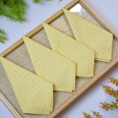 Guardanapo de Algodão Amarelo Estampado 6 Unidades