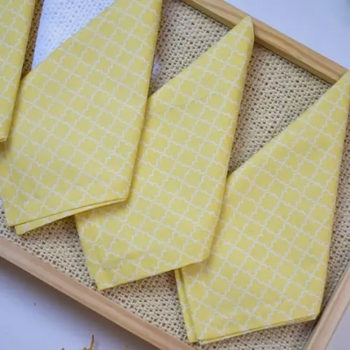 Guardanapo de Algodão Amarelo Estampado 4 Unidades