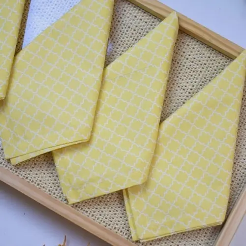 Guardanapo de Algodão Amarelo Estampado 6 Unidades