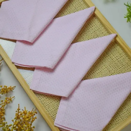 Guardanapo de Algodão Rosa e Branco/ 4 Unidades
