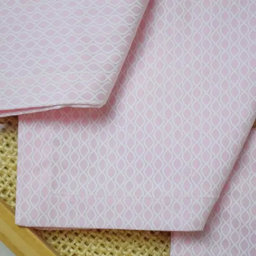 Guardanapo de Algodão Rosa e Branco/ 6 Unidades