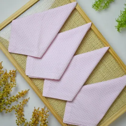 Guardanapo de Algodão Rosa e Branco/ 4 Unidades