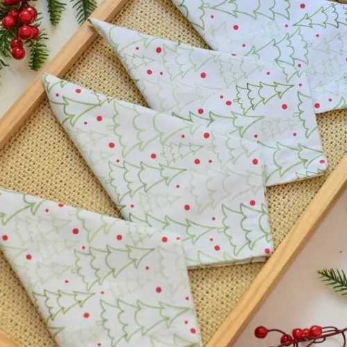 Guardanapo de Algodão Verde Natal 4 Unidades
