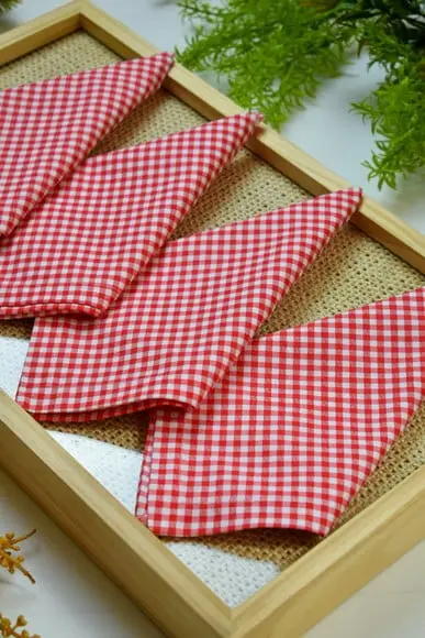 Guardanapo de Algodão Xadrez Vermelho e Branco / 6 Unidades