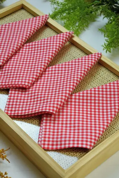 Guardanapo de Algodão Xadrez Vermelho e Branco / 4 Unidades